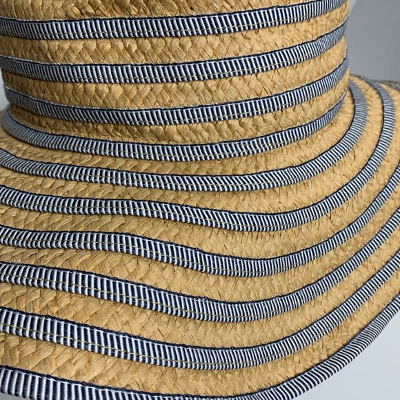APT 9 | Tan & Blue Straw Floppy Hat | Perfect Spring Accessory | Vacation Fun - Picture 2 of 6